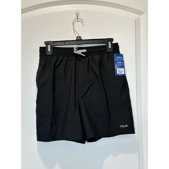 NWT Huk Boys Pursuit Volley Swim Shorts Black Size Youth XL - Picture 1 of 7